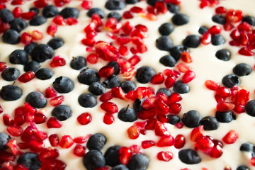 delicious dessert with fresh fruits and cream 
