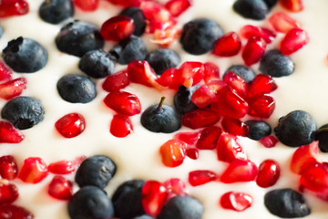 delicious dessert with fresh fruits and cream 