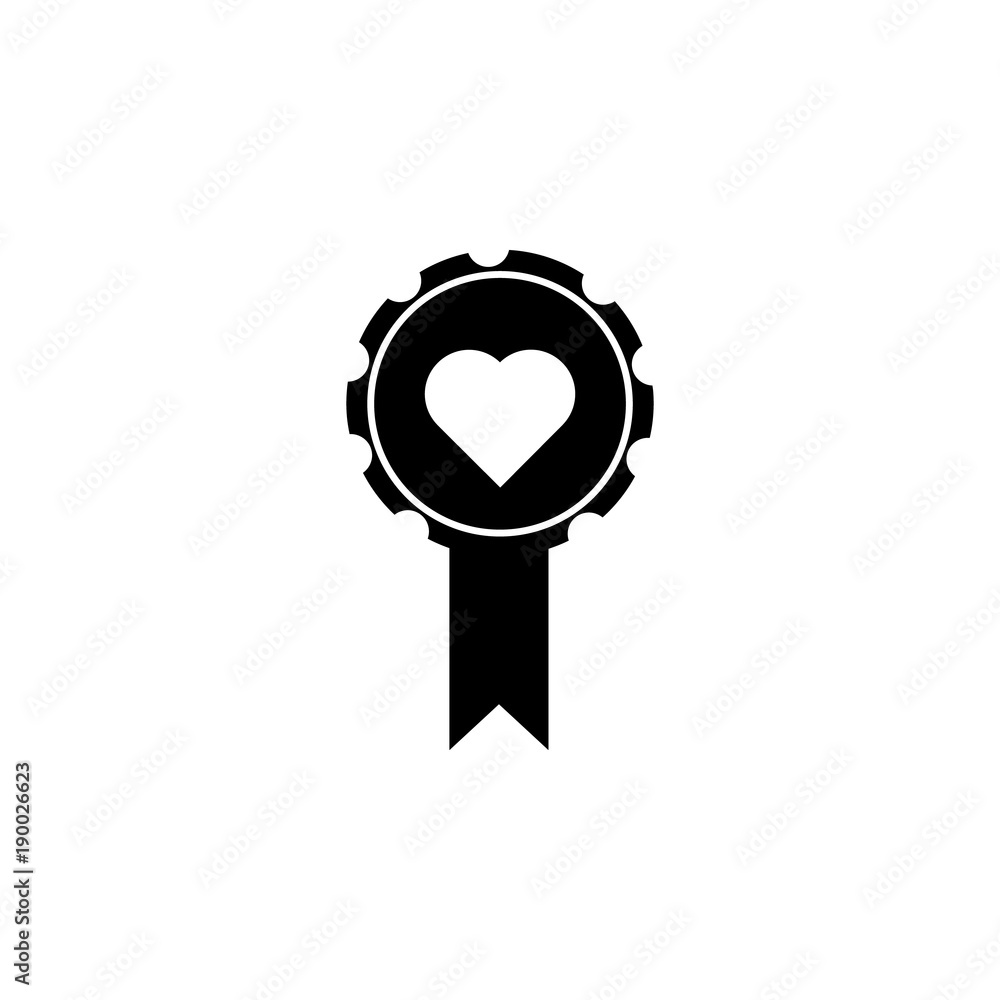 Poster medal in the shape of heart icon. element of love for mobile concept and web apps. thin line icon fo