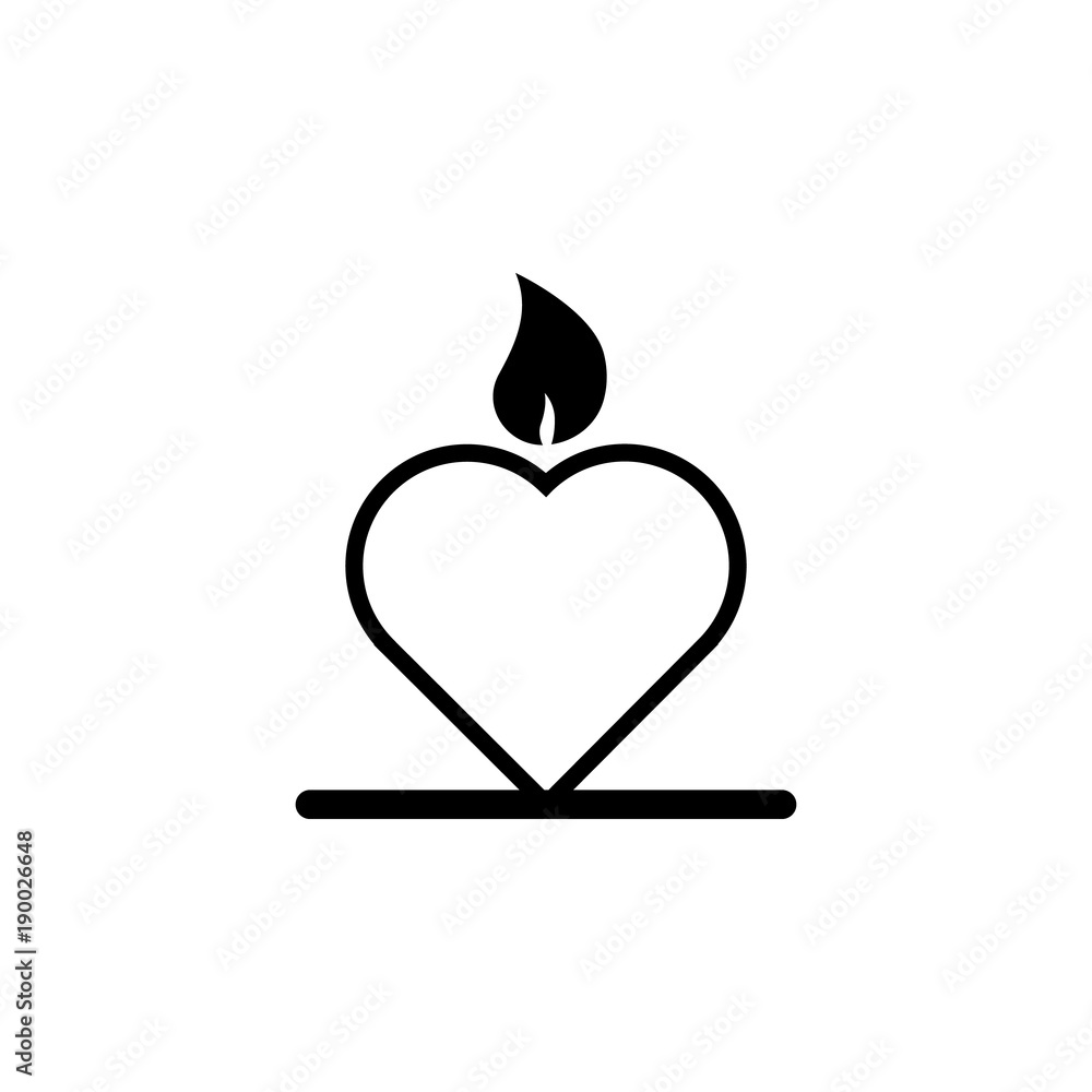 Poster candle heart icon. element of love for mobile concept and web apps. thin line icon for website desig