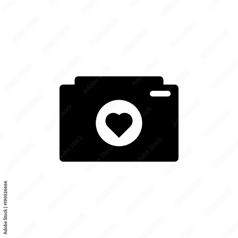 Poster camera with heart icon. element of love for mobile concept and web apps. thin line icon for website 