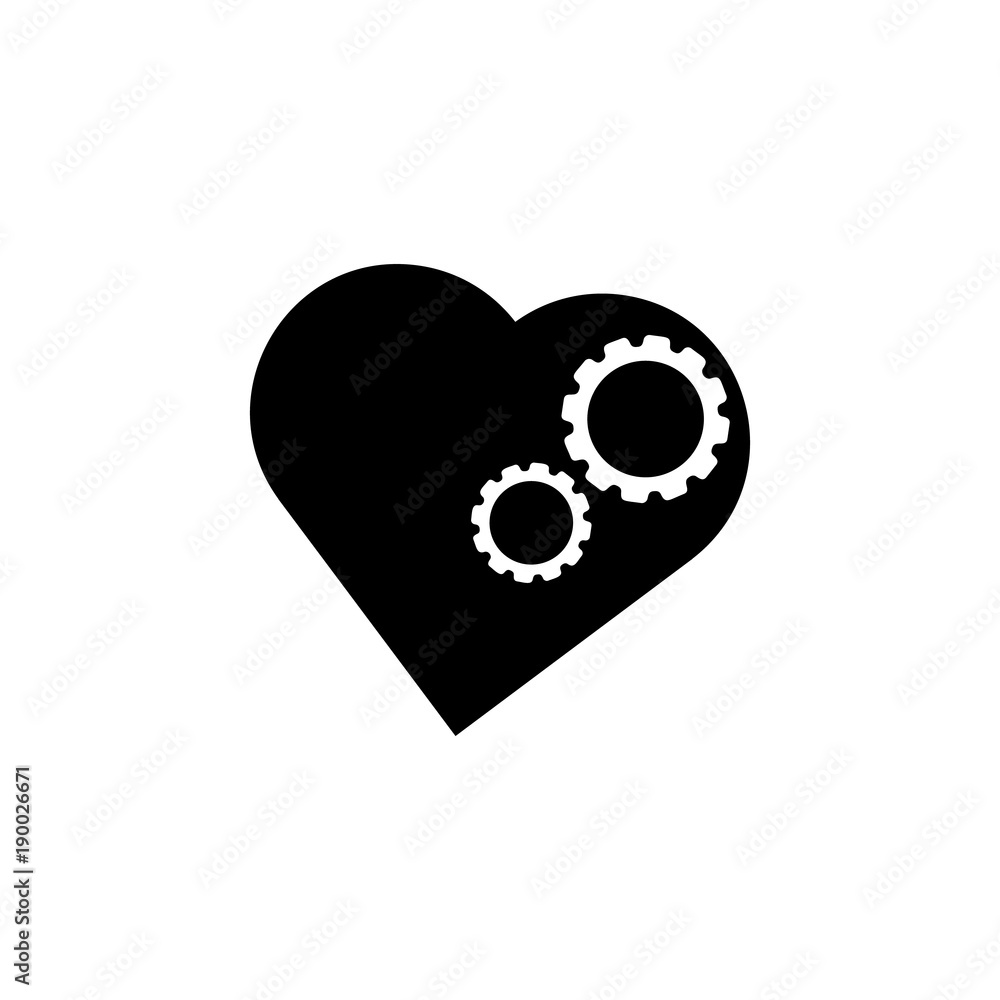 Poster heart of a gear icon. element of love for mobile concept and web apps. thin line icon for website de