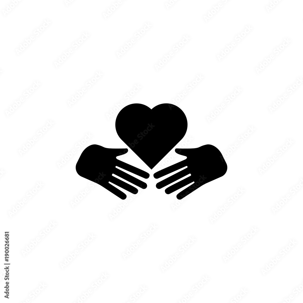 Poster hand and heart icon. element of love for mobile concept and web apps. thin line icon for website des