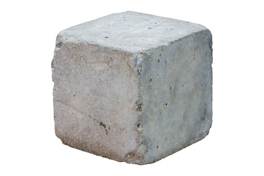 cement block isolated on white background. Clipping path