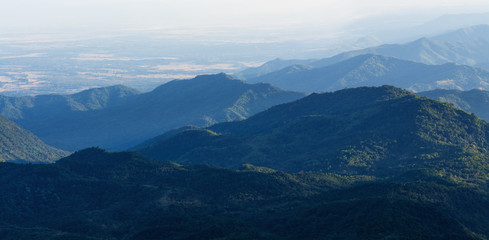 Obraz premium Nature landscape mountain forest, Morning spring countryside in Phu tub berk, Thailand