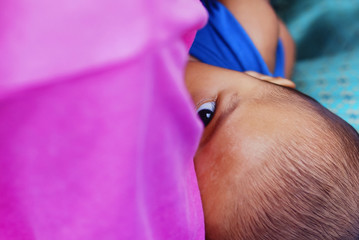 Breastfeeding Concept , Mother is feeding her baby
