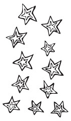 Five point stars with inline star, fun hand drawn vector art
