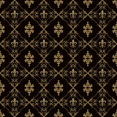 Seamless pattern in an art deco style on a black background