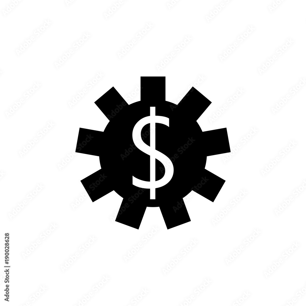 Poster dollar in gear icon. element of finance for mobile concept and web apps. illustration icon for websi