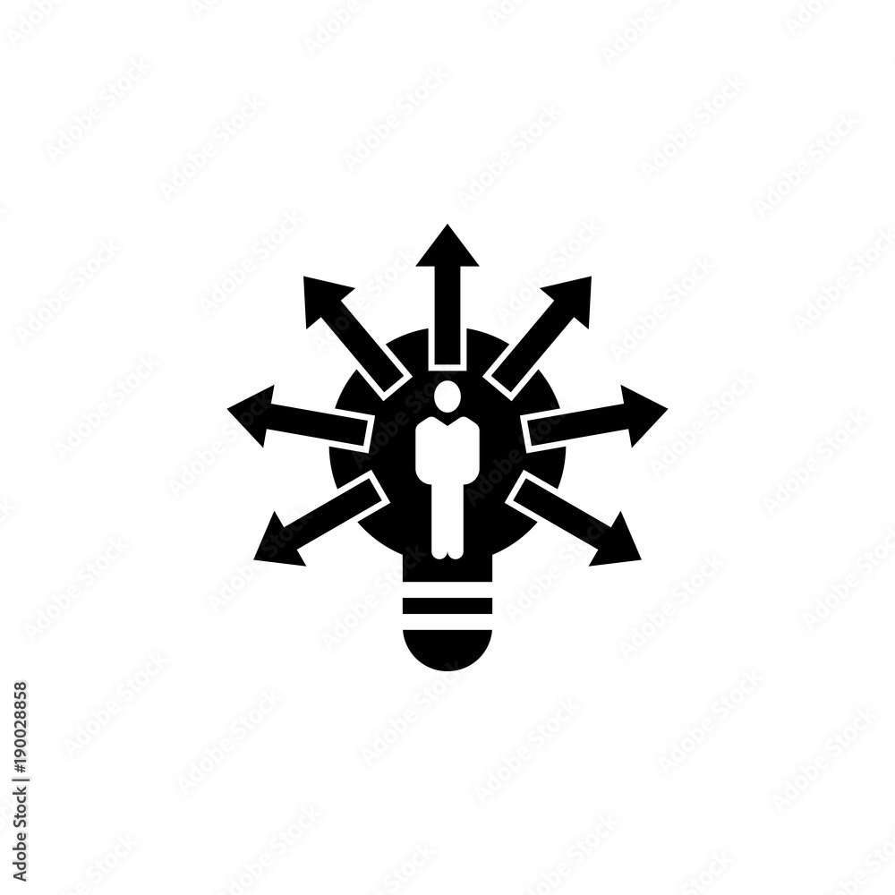 Poster man in a light bulb ideas icon. element of finance for mobile concept and web apps. illustration ico