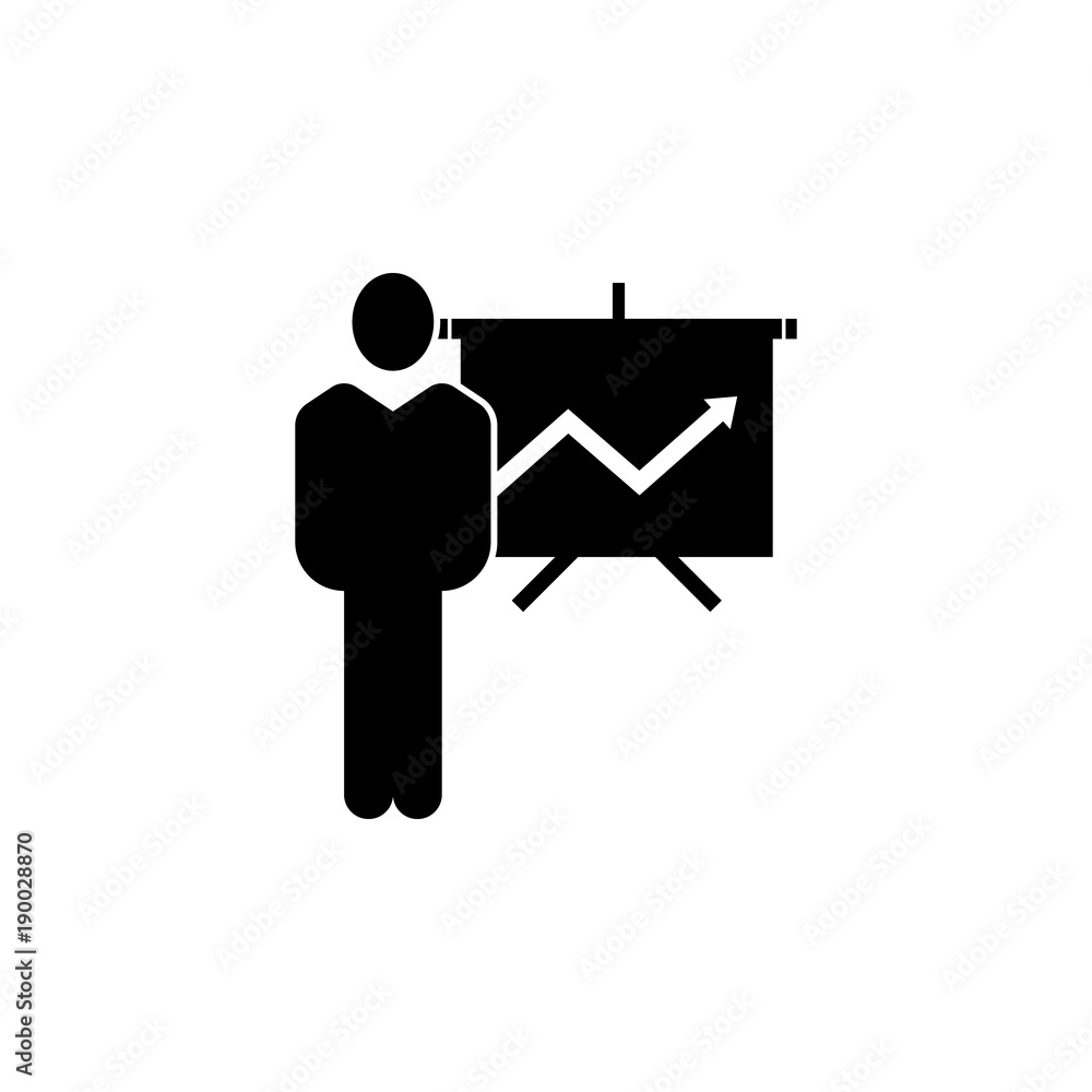Poster man with a chart presentation icon. element of finance for mobile concept and web apps. illustration