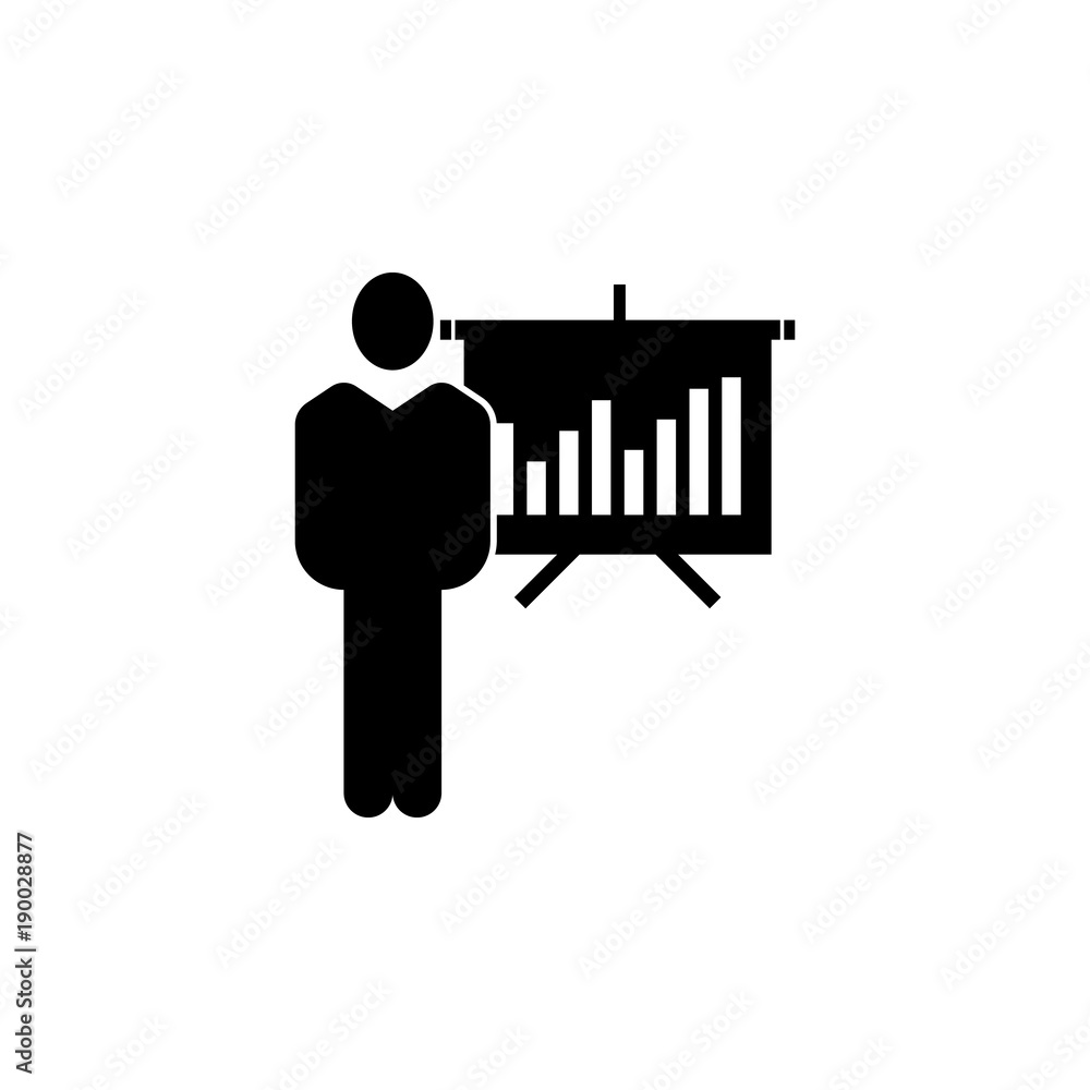 Aufkleber man with a chart presentation icon. element of finance for mobile concept and web apps. illustration