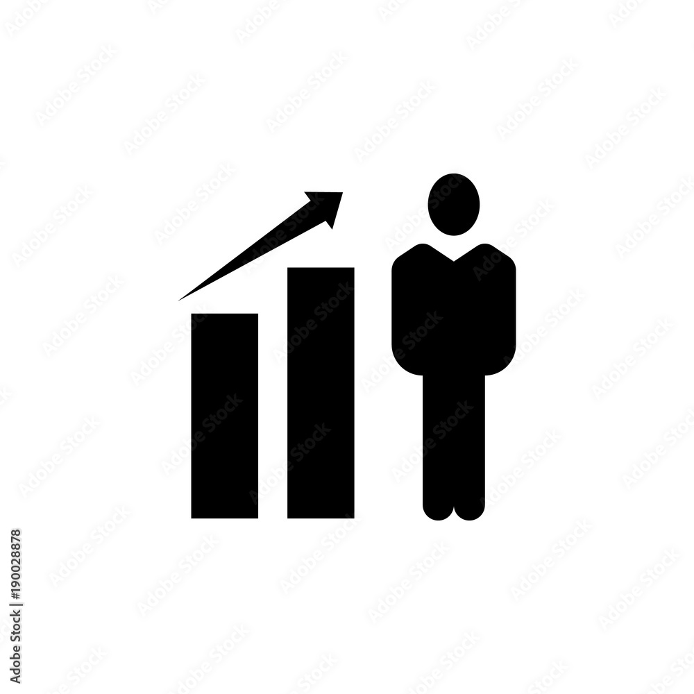 Poster man with a chart presentation icon. element of finance for mobile concept and web apps. illustration