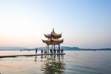 Fototapeta premium old style architecture on lake