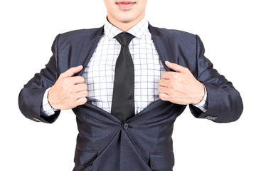 Businessman super hero isolated on white background