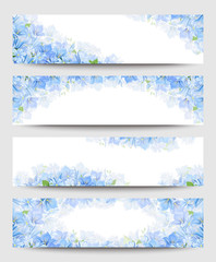 Vector web banners with blue flowers.