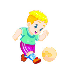 Boy Playing Football Illustration Vector
