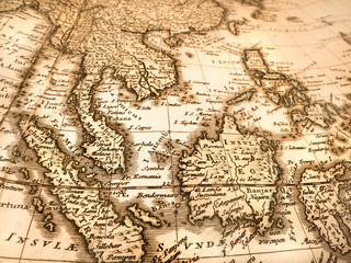 Fototapeta na wymiar 古い世界地図　東南アジア　