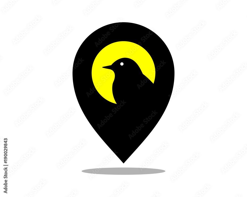 Canvas Prints crow marker pin path image vector icon logo silhouette