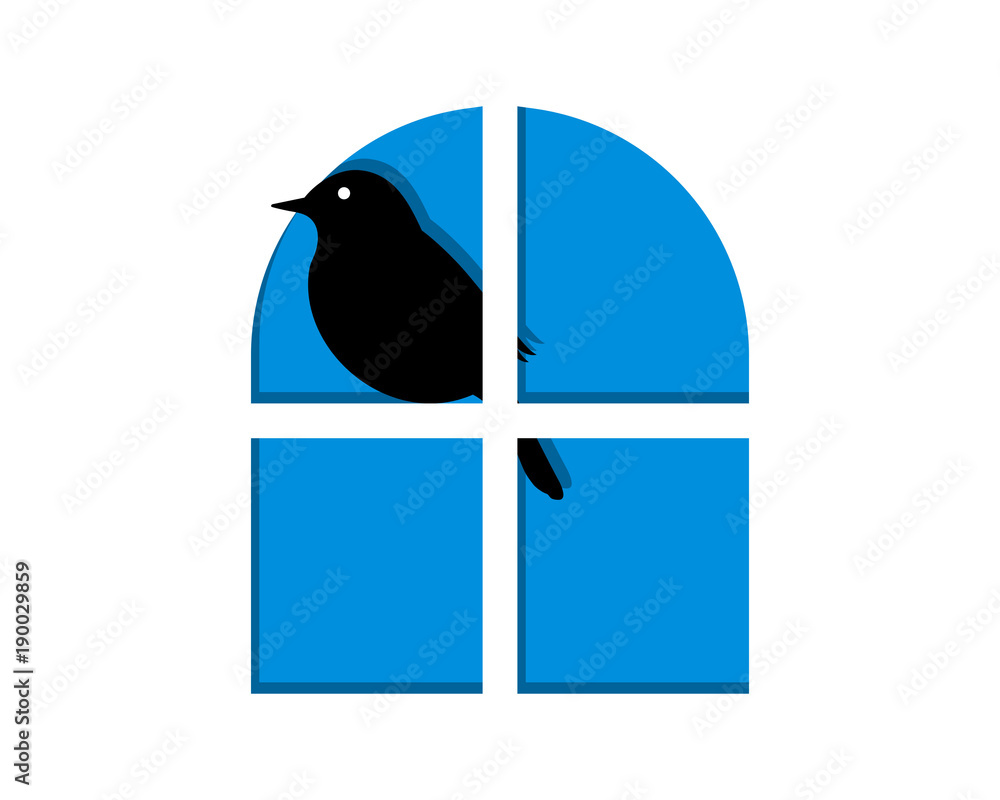 Canvas Prints crows perched on the window image vector icon logo silhouette