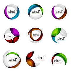 Circle logo collection. Transparent overlapping swirl shapes