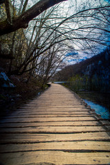 boardwalk at plitvice lakes in Croatia 