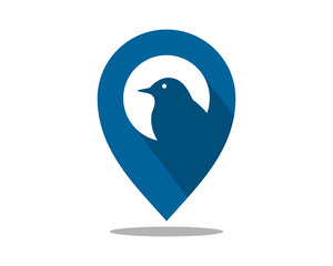 blue bird marker pin path image vector icon logo silhouette
