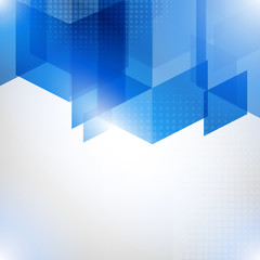 Abstract blue vector background with halftone and polygons