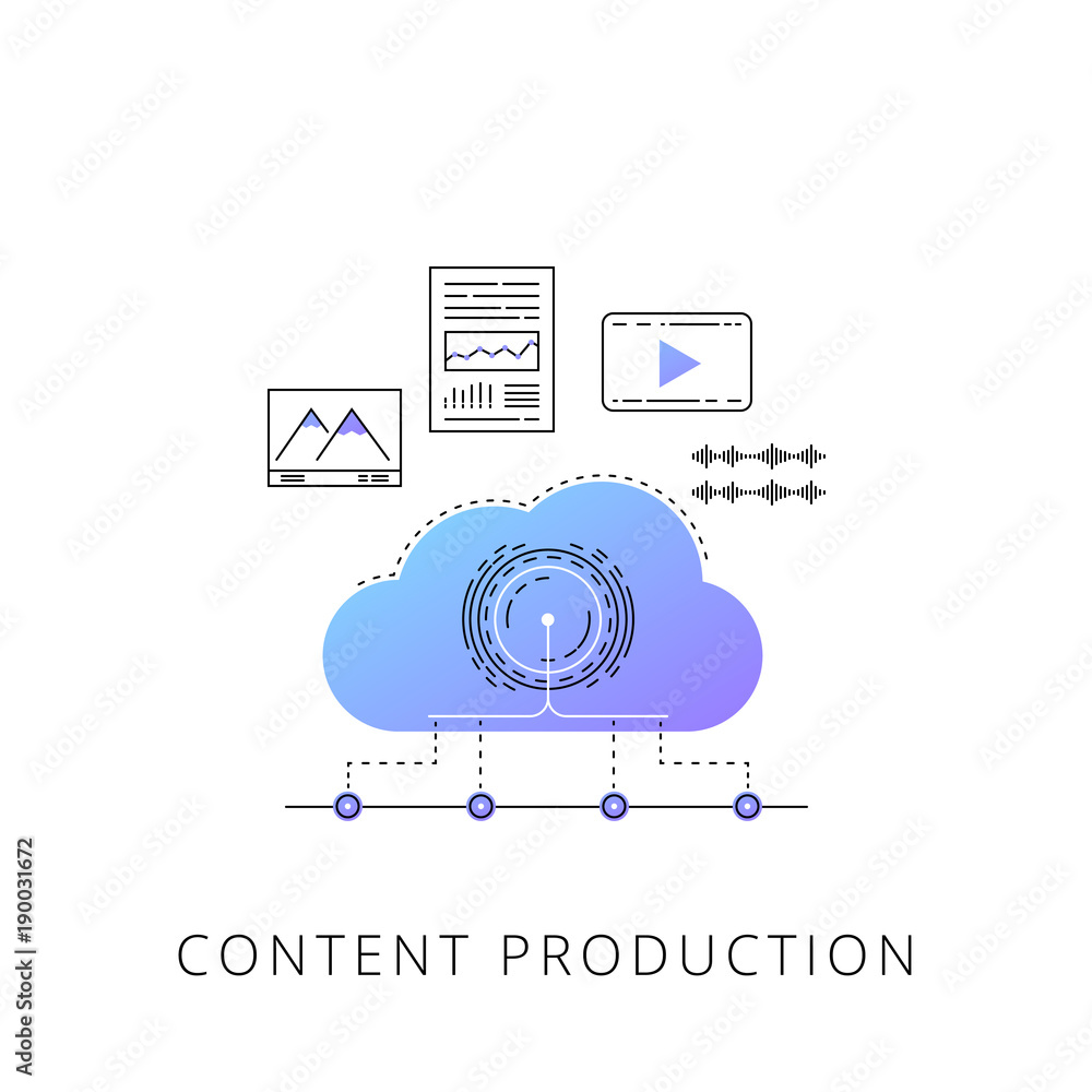 Canvas Prints neon content production vector line icon isolated on white background