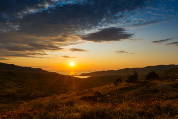 Russian Far Eastern Peninsula for Gamow.  Sunset over the Bay named Knight Bitiz.