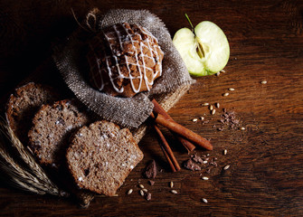 homemade fresh autumn muffins useful with pumpkin, Easter, cinnamon, pudding, berries, Different types, blueberries