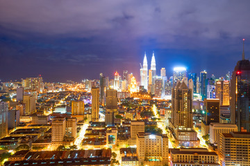 Fototapeta premium aerial view of modern city at night