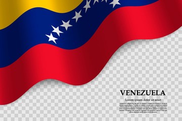 waving flag of Venezuela on transparent background. Template for independence day. vector illustration