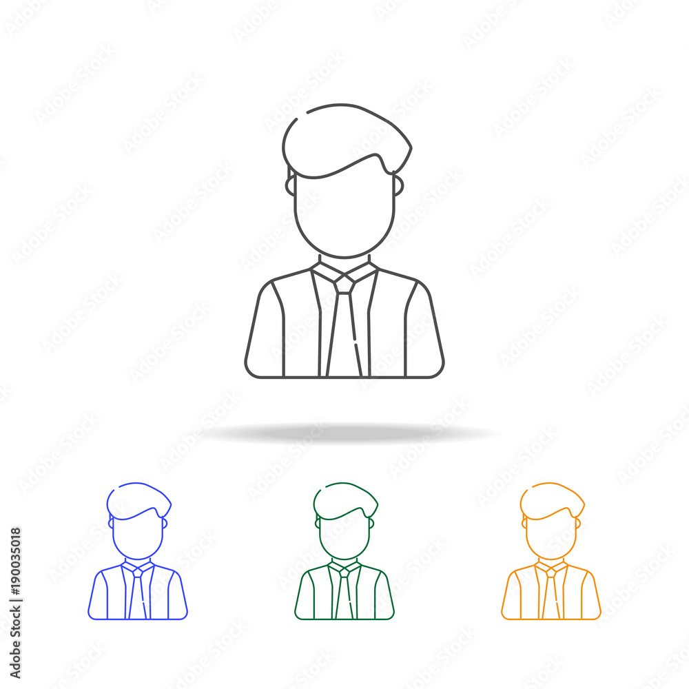 Poster man in business suit avatar multicoloured icons. element of profession avatar of for mobile concept 
