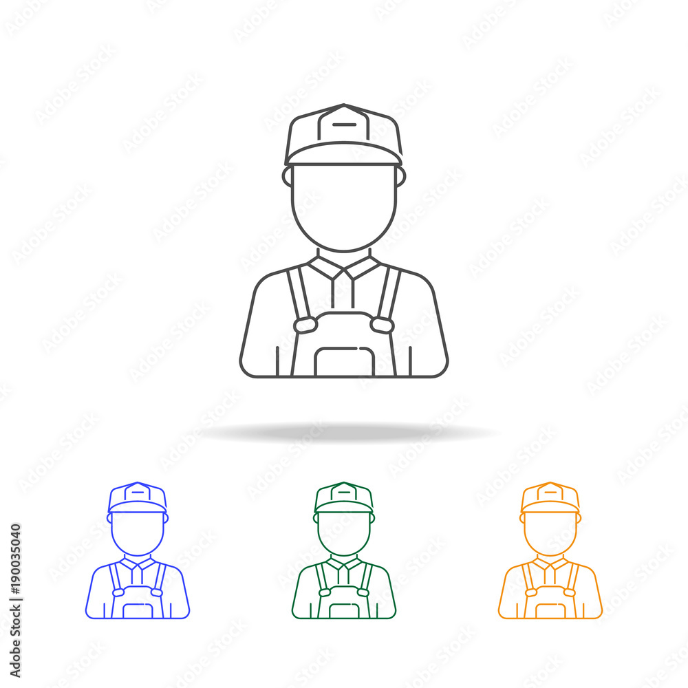 Poster construction worker man avatar multicoloured icons. element of profession avatar of for mobile conce