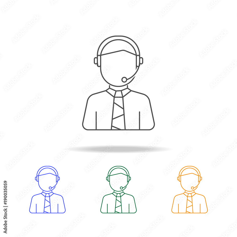 Poster call centre man avatar multicoloured icons. element of profession avatar of for mobile concept and w