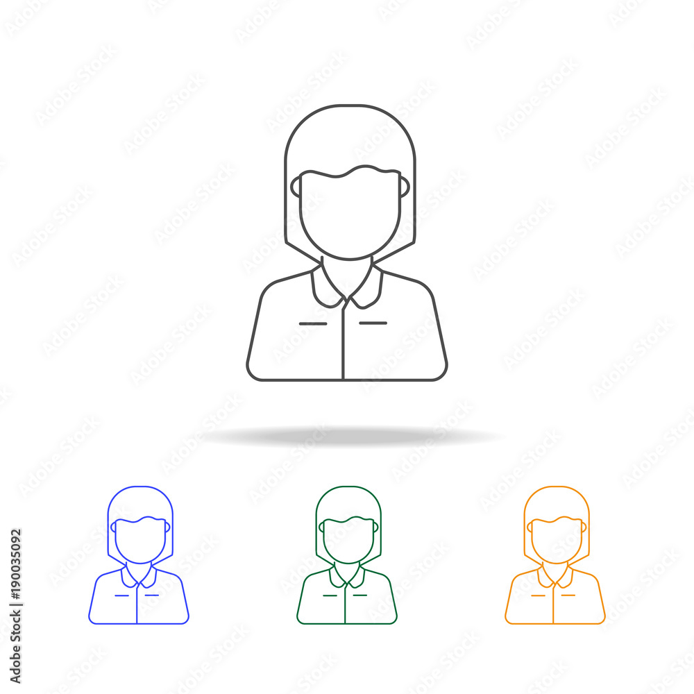 Poster teacher female avatar on white backround multicoloured icons. element of profession avatar of for mo