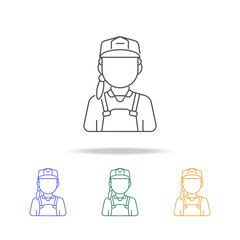 construction worker woman avatar multicoloured icons. Element of profession avatar of for mobile concept and web apps. Thin line  icon for website design and development
