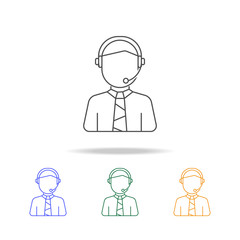 Call centre man avatar multicoloured icons. Element of profession avatar of for mobile concept and web apps. Thin line  icon for website design and development, app development
