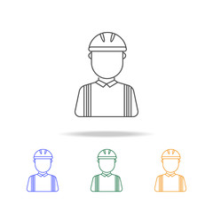 construction worker avatar multicoloured icons. Element of profession avatar of for mobile concept and web apps. Thin line  icon for website design and development, app development
