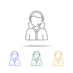 Customer Service woman avatar multicoloured icons. Element of profession avatar of for mobile concept and web apps. Thin line  icon for website design and development
