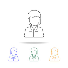 teacher Female avatar on white backround multicoloured icons. Element of profession avatar of for mobile concept and web apps. Thin line  icon for website design and development