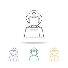 Fireman avatar multicoloured icons. Element of profession avatar of for mobile concept and web apps. Thin line  icon for website design and development, app development