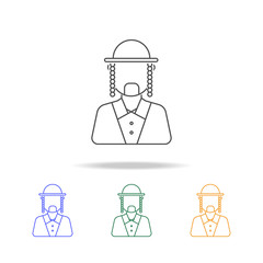 Man Ortodox Jew avatar multicoloured icons. Element of profession avatar of for mobile concept and web apps. Thin line  icon for website design and development, app development