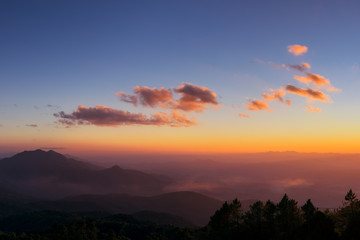 Mountain and sunset.