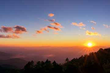 Mountain and sunset.