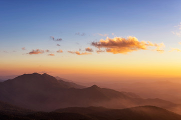 Mountain and sunset.