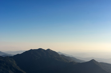 Obraz na płótnie Canvas Mountain and sunset.