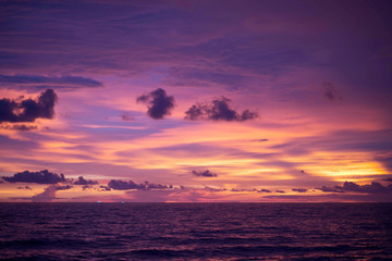 Blue and orange sunset sky