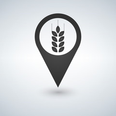 Wheat field Icon On Map Pointer. vector illustration